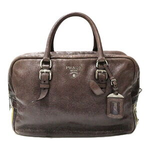 Prada MIRTILLO SFU Leather Boston Bag Glitter
